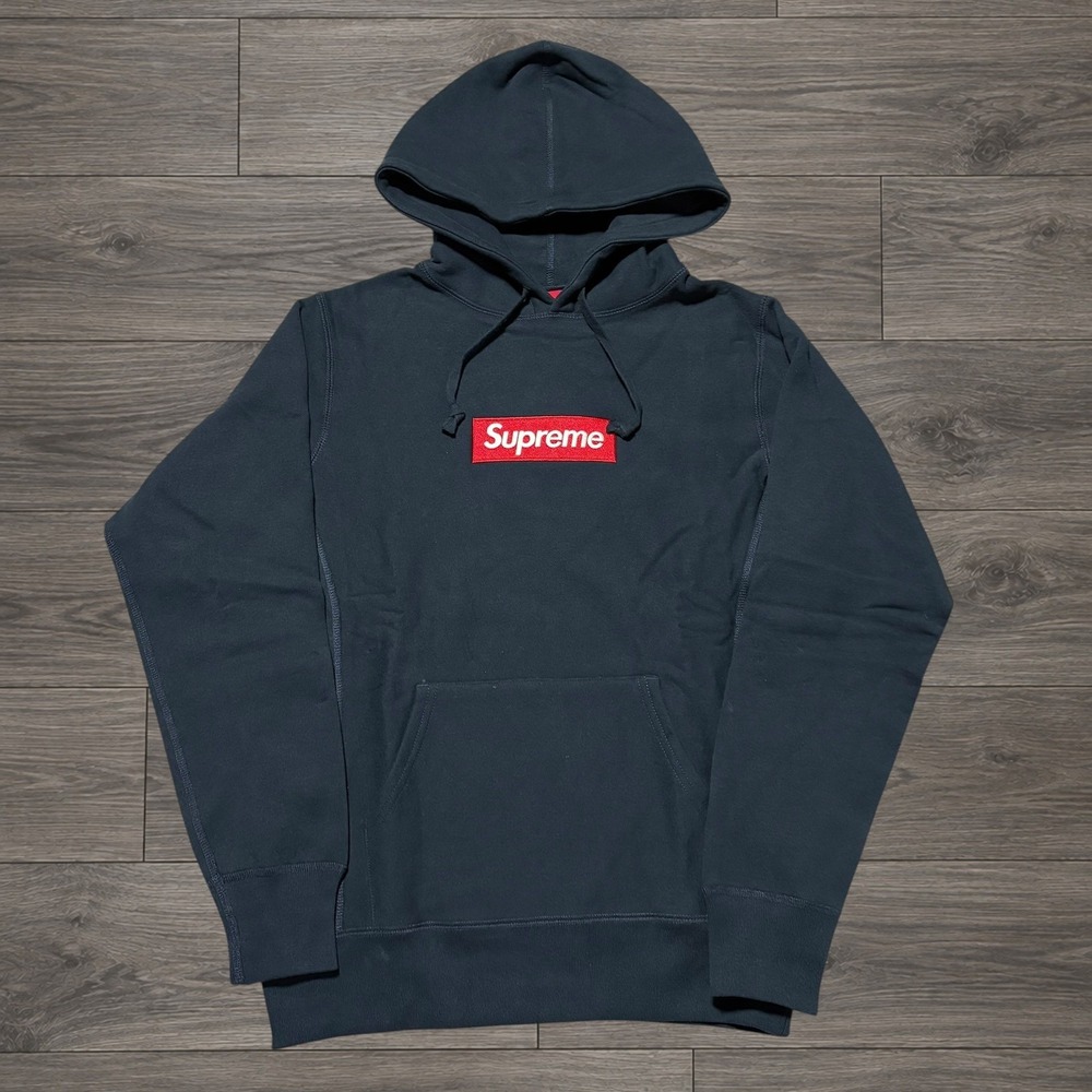 Supreme Box Logo Hoodie Size Large Navy Blue Red BOGO Made in Canada Hooded